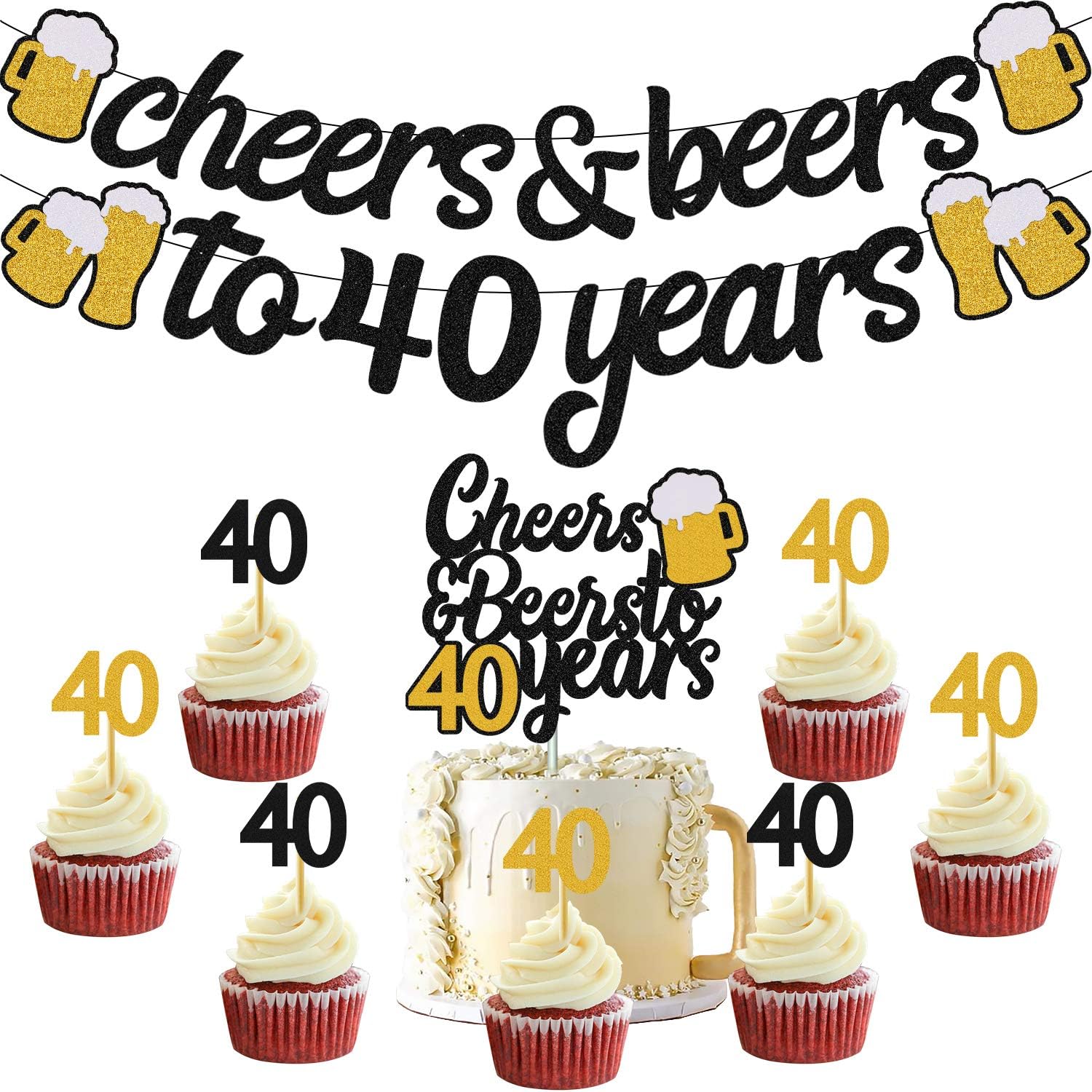 40 Years Anniversary Decorations Cheers for 40 Years Banner