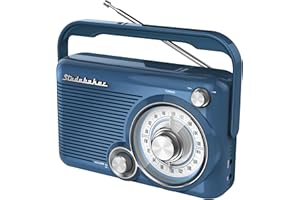 Studebaker SB2002BL Portable AM/FM Radio with Headphone Jack and Aux-in Jack with AC/DC Power (Blue)