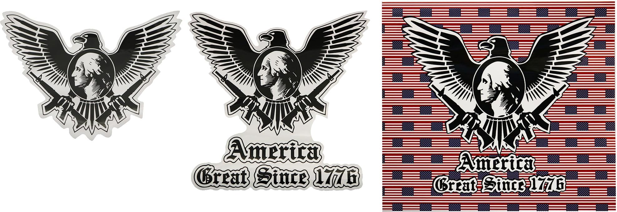 FancyPants FunTime American Flag Sticker Decal for Car Bumper Window Helmet - Patriotic Sticker (3 Stickers)