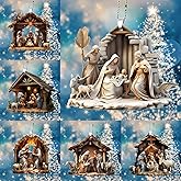 6 Pack Nativity Scene Ornaments for Christmas Tree - Flat 3.15'' Height & Gifts Boxed Keepsake | Nativity Set Indoor, The Birth of Jesus Decor, Religious Gifts for Christian & Family