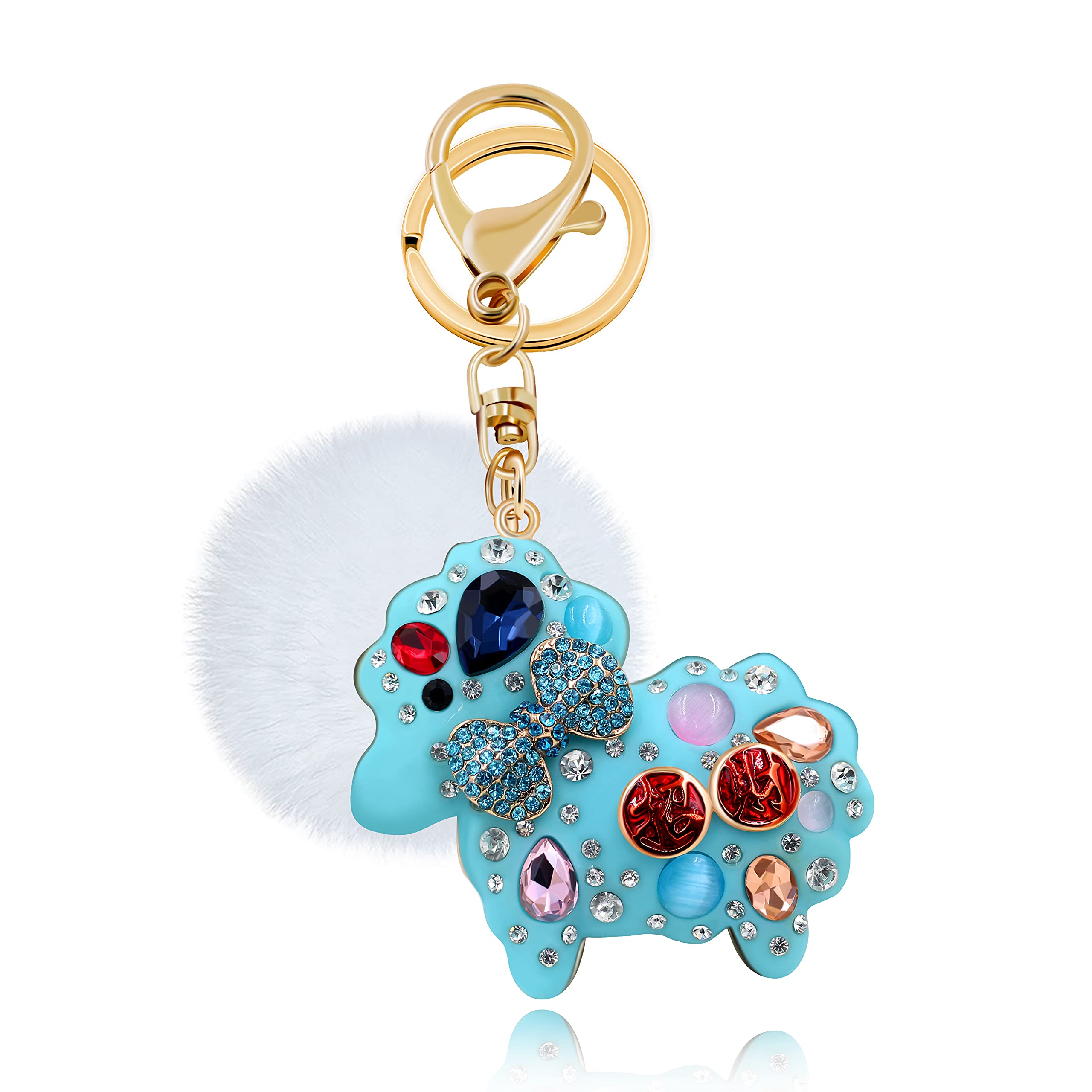 Uloveido Bag Decoration Car Keychains Blue Sheep Shape Animal Design Key Chains for Women