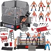 Liberty Imports Ultimate 32-Piece Wrestling Miniature Toys for Kids Pretend Play, Wrestler Figures with 2 Rings &amp; Realistic Accessories for Boys and Girls, Great for Cake Toppers, Parties