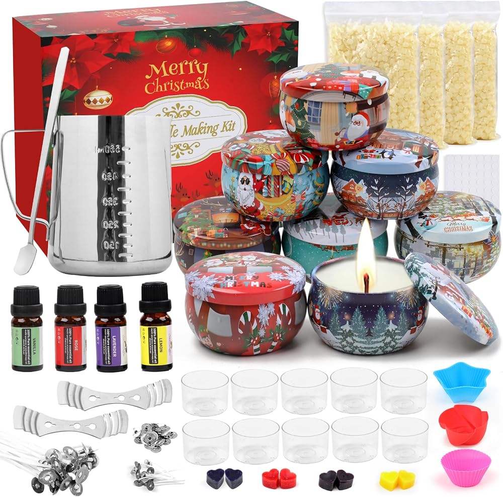 TEPENAR DIY Christmas Scented Candle Kit Complete Candle Making Set
