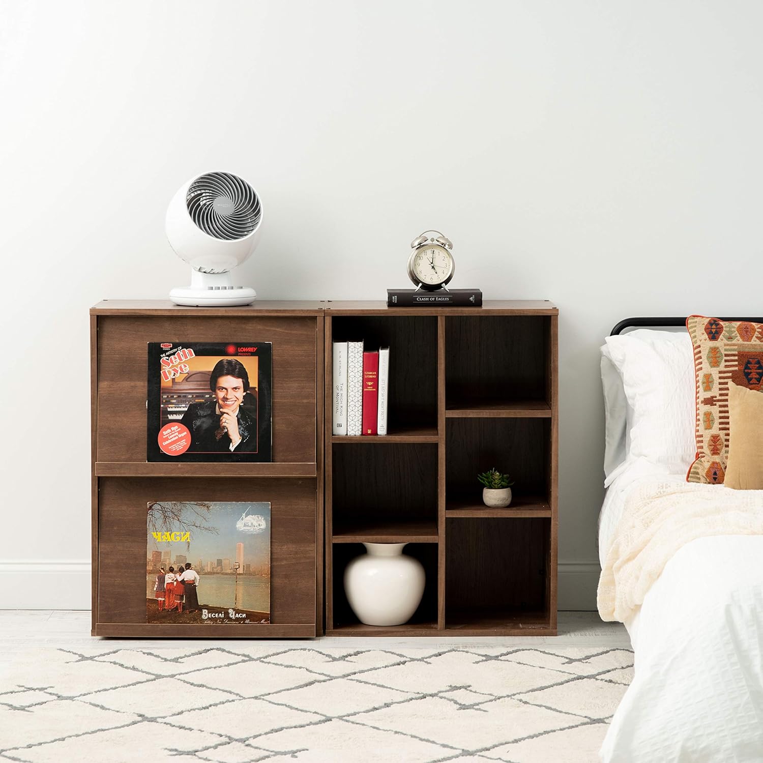 Iris Ohyama, Furniture, Bookcase, Storage Shelf, 2 Flip Doors, Wood, Magazine Cabinet, Elegant, Versatile, for Office Bedroom - Image 5