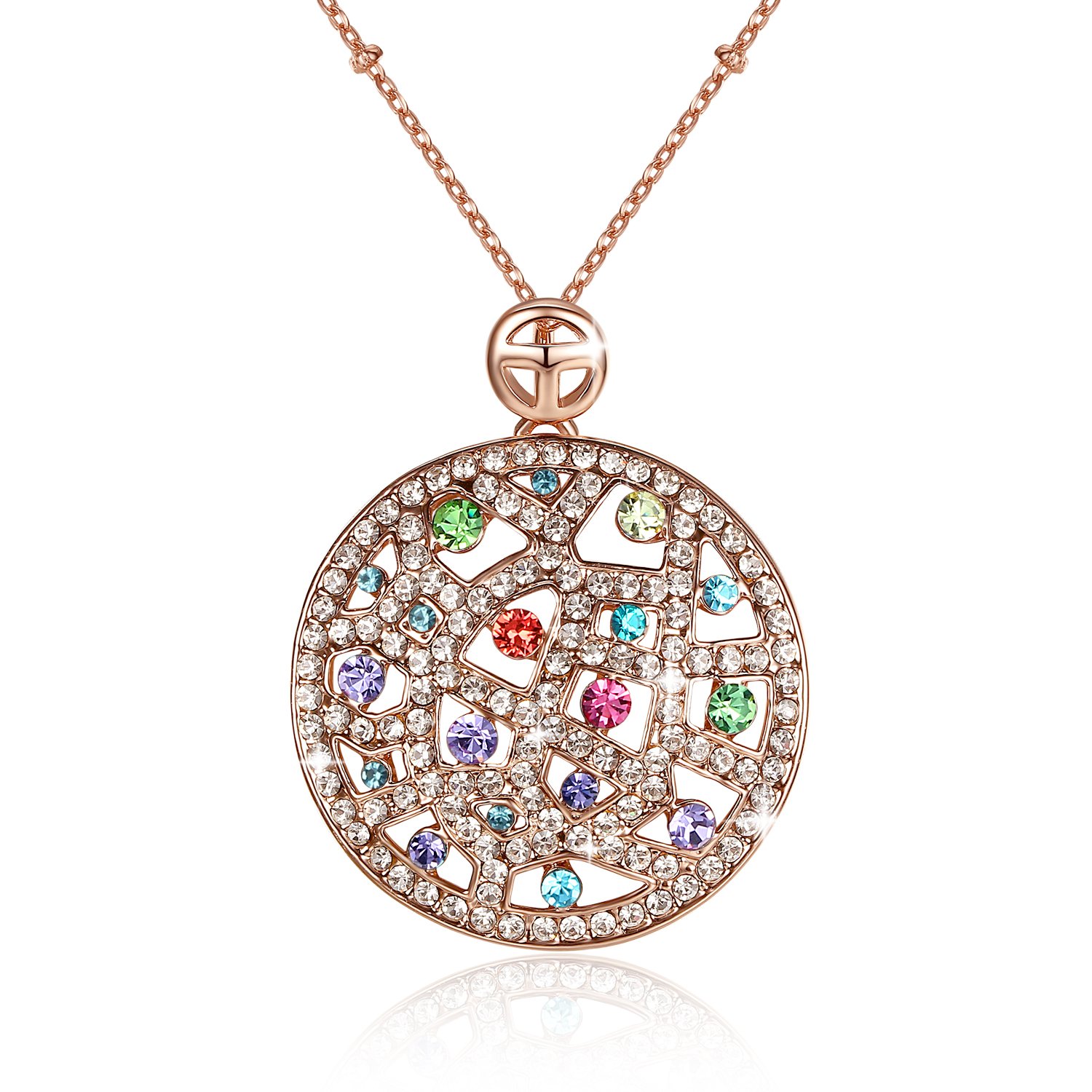 GoSparking cristalino del oro de K Rose plateó el colgante collar de