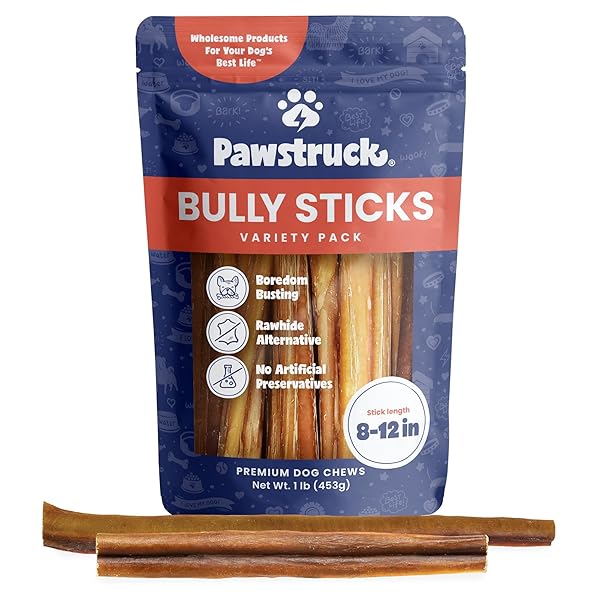 PAWSTRUCK NATURAL 8–12″ BULLY STICKS FOR DOGS –...