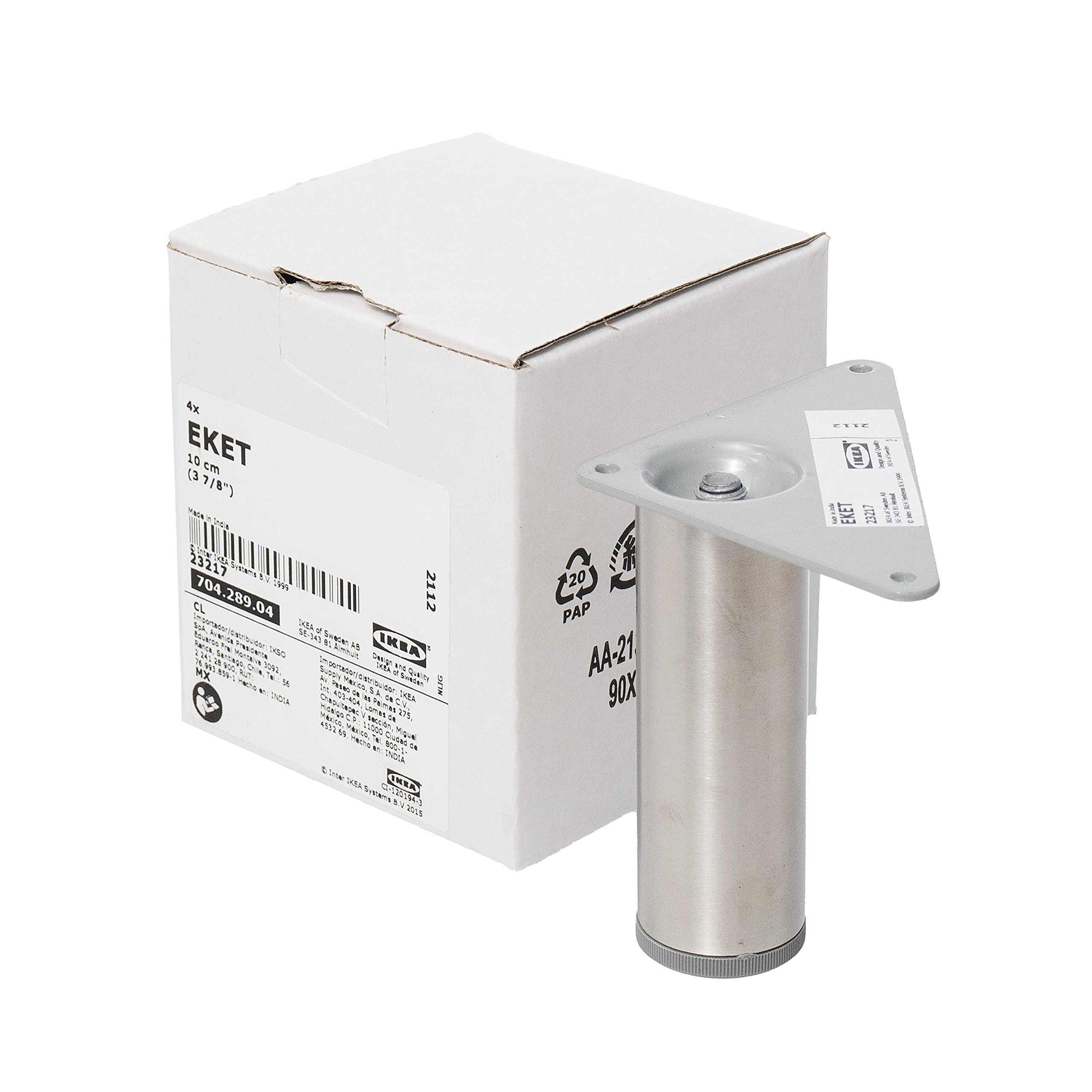IKEA EKET Legs, Metal/Stainless Steel, 10 Centimetres, 704.289.04 - Pack of 4