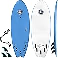 KONA SURF CO. The 5-5 Fish Surfboard for Beginners Kids and Adults - Soft Top Foam Surfboards for Beach â€“ Surf as a Boogie Board Bodyboard or Softboard - Includes Fins and Leash