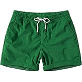 JOTOOK Men's Casual Drawstring Corduroy Shorts Elastic Waist Summer Shorts with Pocket