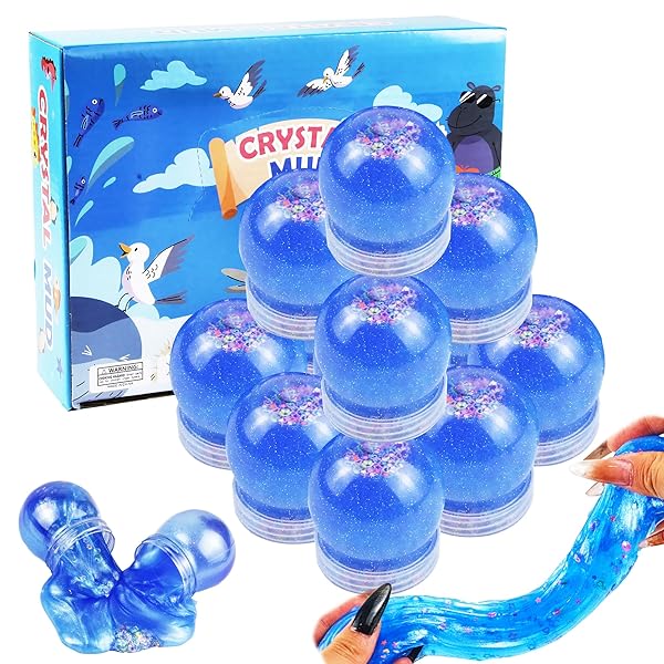 GHOBROFY GALAXY SLIME PARTY FAVORS, 12 PACK SLIME BALLS WITH GLITTER, NON-STICKY, STUDENT GIFTS GOODIE BAGS STUFFERS FOR KIDS, CLASSROOM REWARD, PARTY SUPPLIES, BLUE