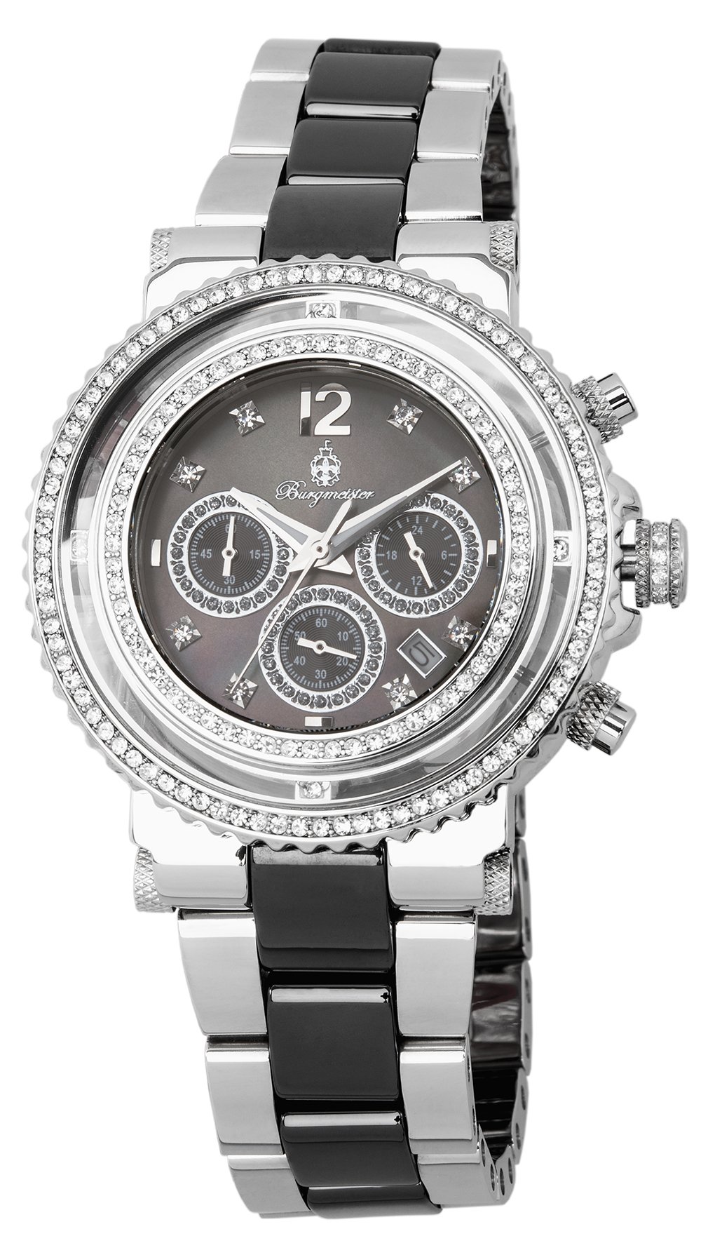 Burgmeister Kardamena Women's Quartz Watch with Black Dial Chronograph Display and Silver Stainless Steel Bracelet BM215-121