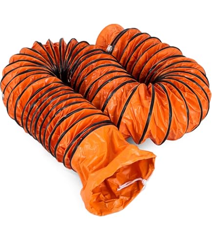 25ft Ducting Hose, PVC Flexible Duct Hosing With S Hook & Steel Support For 8inch Utility Blower