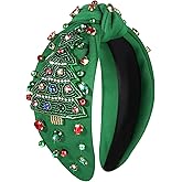 YAHPERN Christmas Headband for Women Christmas Accessories Xmas Bow Tree Snowflake Knotted Headband Crystal Top Knot Headbands