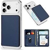 TUCCH for Magsafe Card Holder with Clear ID Window, Fit 6 Cards, RFID Blocking PU Leather Men Women Magnetic Phone Wallet for iPhone 17/16/15/14/13/12/Plus/Air/Pro/Pro Max Series, Blue