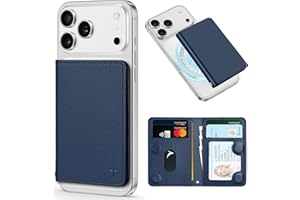 TUCCH Magnetic Card Holder with Clear ID Window, RFID Blocking Phone Wallet for Men Women, Fit 6 Cards, PU Leather Magnetic W