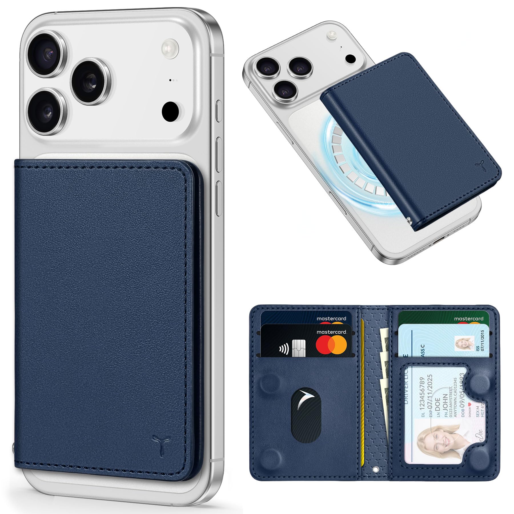 Photo 1 of TUCCH for Magsafe Card Holder with Clear ID Window, Fit 6 Cards, RFID Blocking PU Leather Men Women Magnetic Phone Wallet for iPhone 17/16/15/14/13/12/Plus/Air/Pro/Pro Max Series, Blue