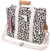 Canvas Tote Bag with Multi Pocket Crossbody Bag for Women Tote Bag with Adjustable Shoulder Strap Handbag (No zipper)