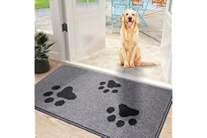 Mibao Front Door Mat, Dirt Trapper Doormat for Muddy Paws, Absorbent Mud Mat for Dogs, Non-Slip Washable Entrance Mats, Inside Mat for Front Door, Entryway, 31.5" x 19.5", Grey