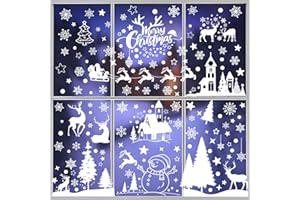 HIDREAS 148 Pcs Christmas Snowflake Window Clings Stickers, Christmas Window Decorations