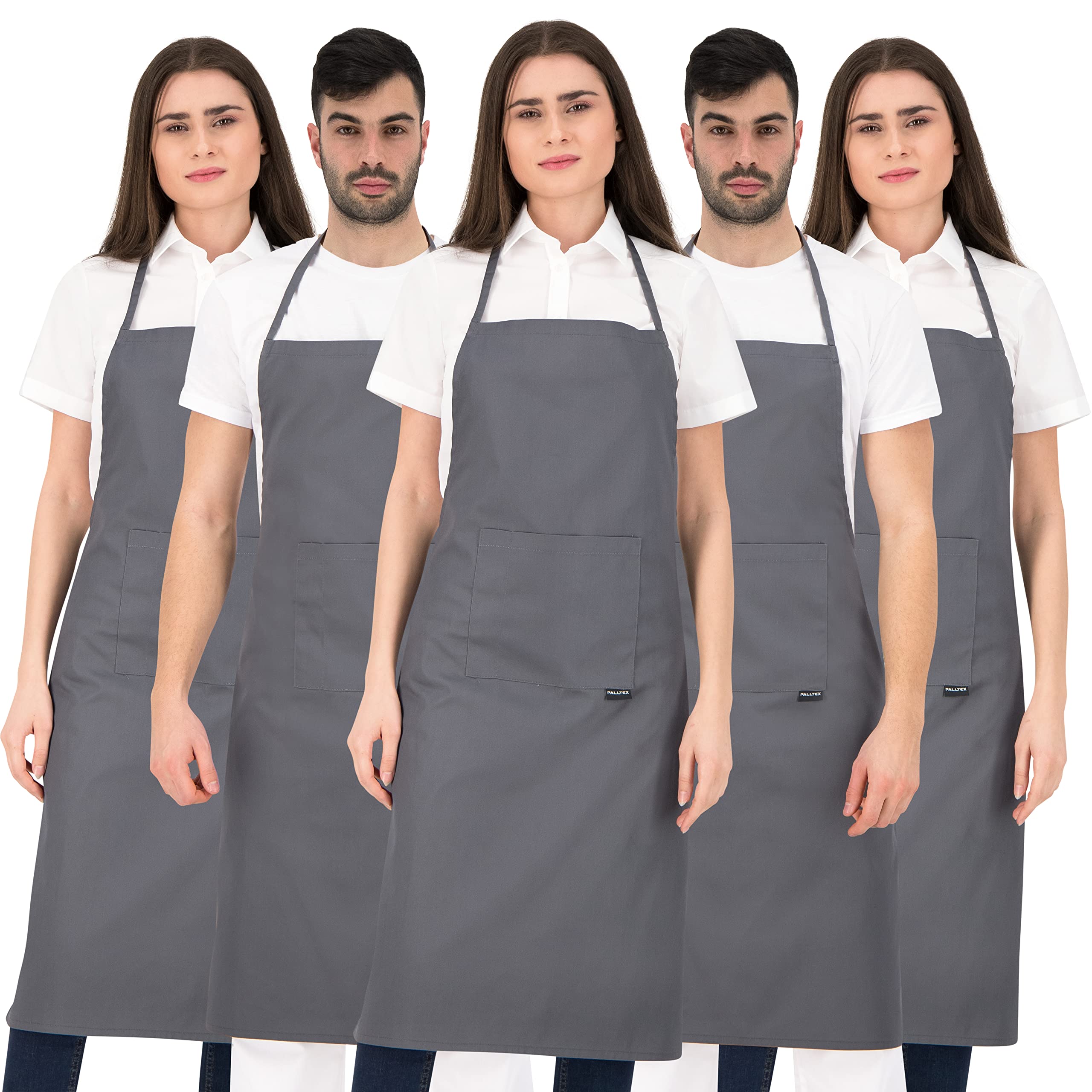 PALLTEX Borago Aprons for Men Aprons for Women Chef Apron for Cooking Crafts Painting Baking Kitchen Apron EN ISO 13688, Grey - 5 pieces, One Size — image 1