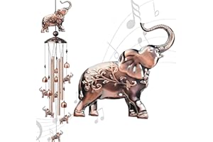 Nowpis 35 Inch Elephant Wind Chime, Handmade Large Metal Animal Figurine Windchimes for Garden Decor, Deep Soothing Bass Tones Wind Chimes for Outside, Memorial Gifts for Patio, Yard, Porch