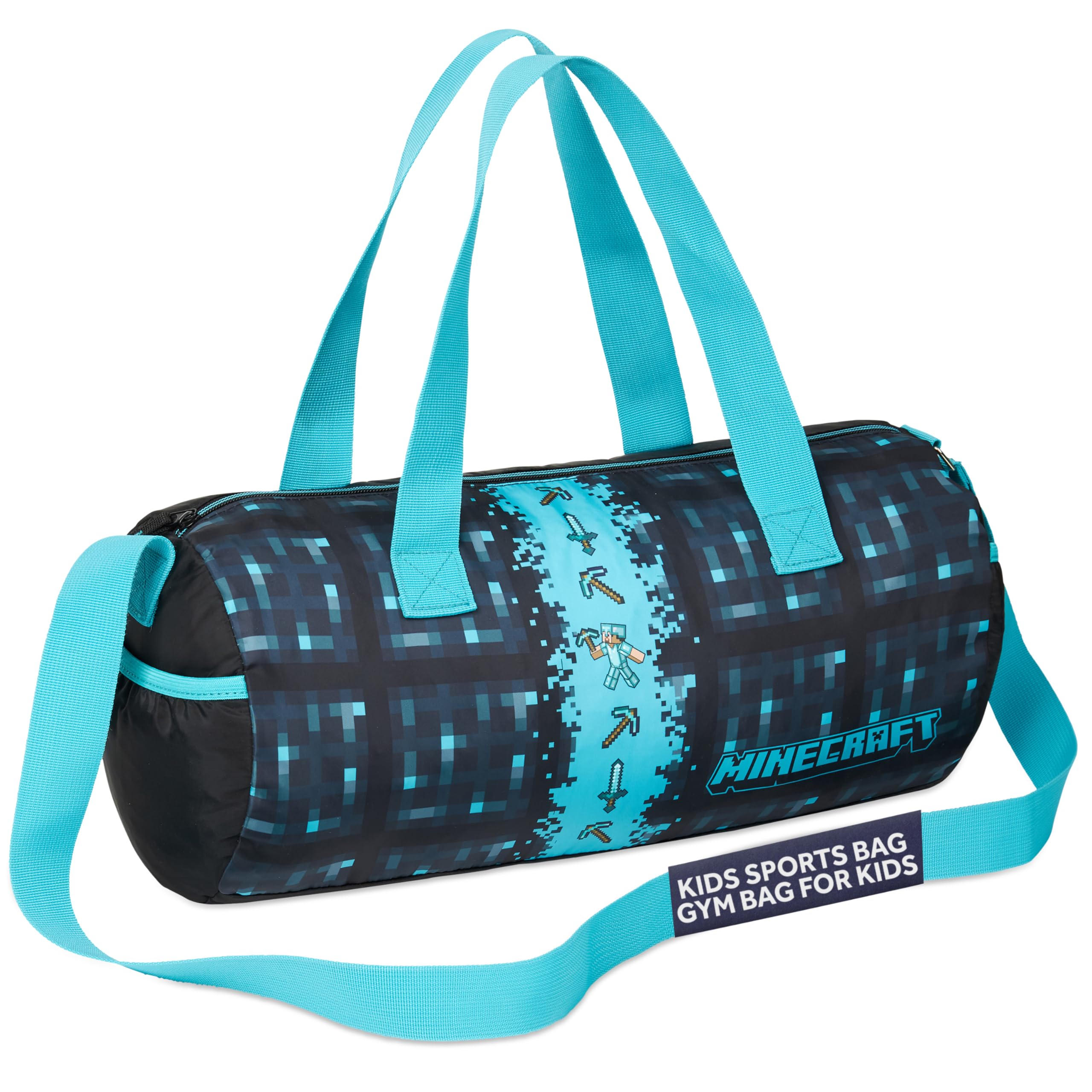Photo 1 of Minecraft Gym Bag for Kids Teens Duffle Bag Travel Overnight Sports Creeper Weekender Bag Carry On Holdall (Blue, 16.14x7.08x7.48inches)