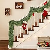 16FT Real Touch Cedar Garland for Fireplace - Artificial Christmas Garlands Realistic Faux Greenery Fake Pine Needles Garland for Holiday,Table, Window,Mantel,Stairs, Home,Indoor Outdoor Decor (1PCS)