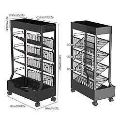 UMDONX Modern Mobile Book Cart Single-Sided Rolling