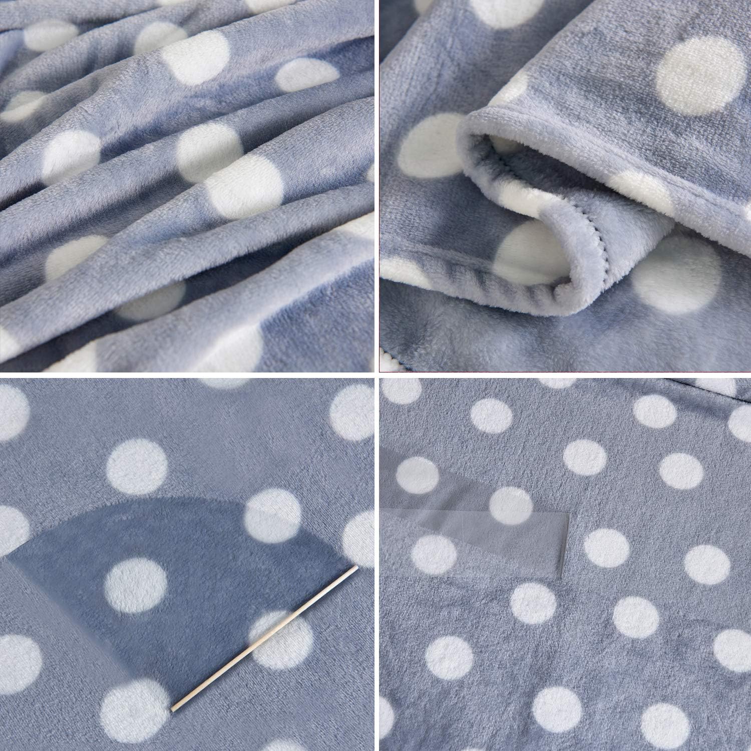 DAKANG Plush Throw Blanket, Fleece Throw for Couch 50" x 60" - Soft Microfiber Cozy Lightweight Printed All Season Bed Throw Blanket, Polka Dot Grey: Home & Kitchen