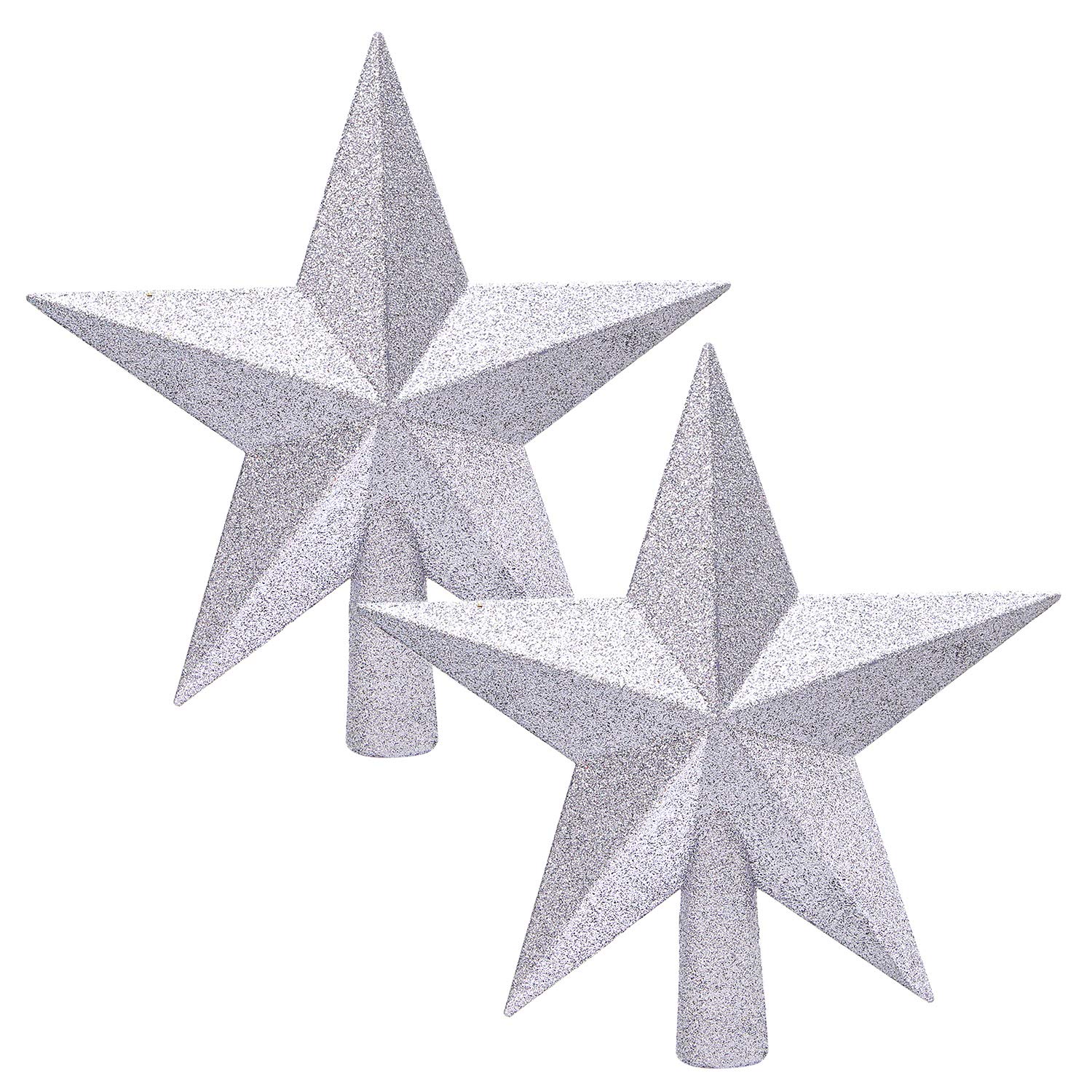 ANECO 2 Pack Glittered Christmas Tree Topper Star Treetop for Small Christmas Tree Decoration or Home Decor, Hard Plastic