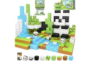 TOYLOGY Magnetic Blocks-Build Mine Magnet World Panda Edition, Magnetic Tiles Building Blocks for Boys & Girls Age 3-5 4-8 5-7, Kids STEM Sensory Learning Outdoor Toys for 3+ Years Old Girls Boys Gifts
