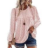 Falechay Boho Tops for Women Long Sleeve Shirts Crewneck Flowy Womens Blouses Dressy Casual Lace Hem Clothing Trendy 2026