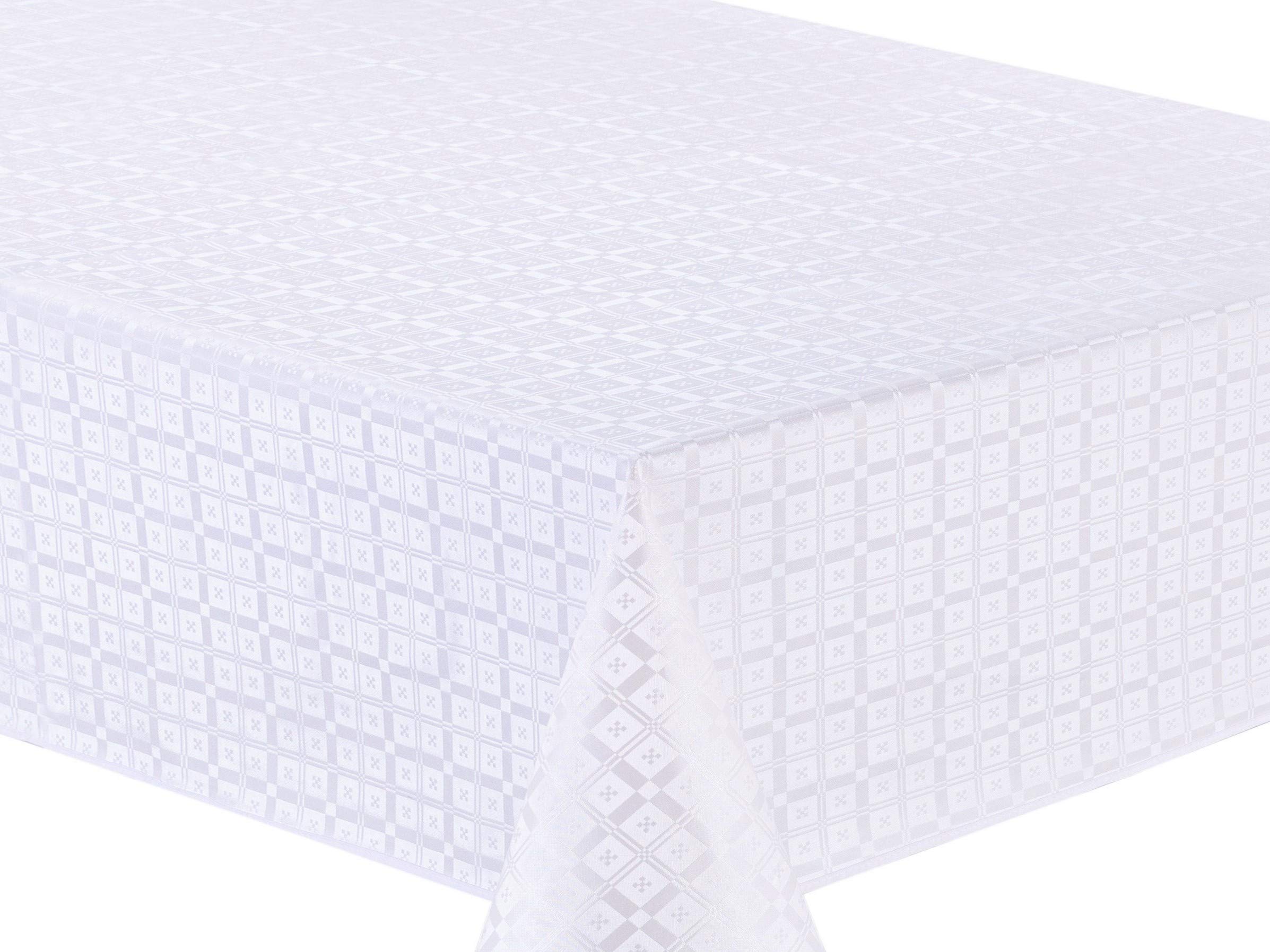 Home Direct Embossed Rectangular Oilcloth PVC Wipe Clean Tablecloth Table Cover 140cm x 200cm 55x78 White