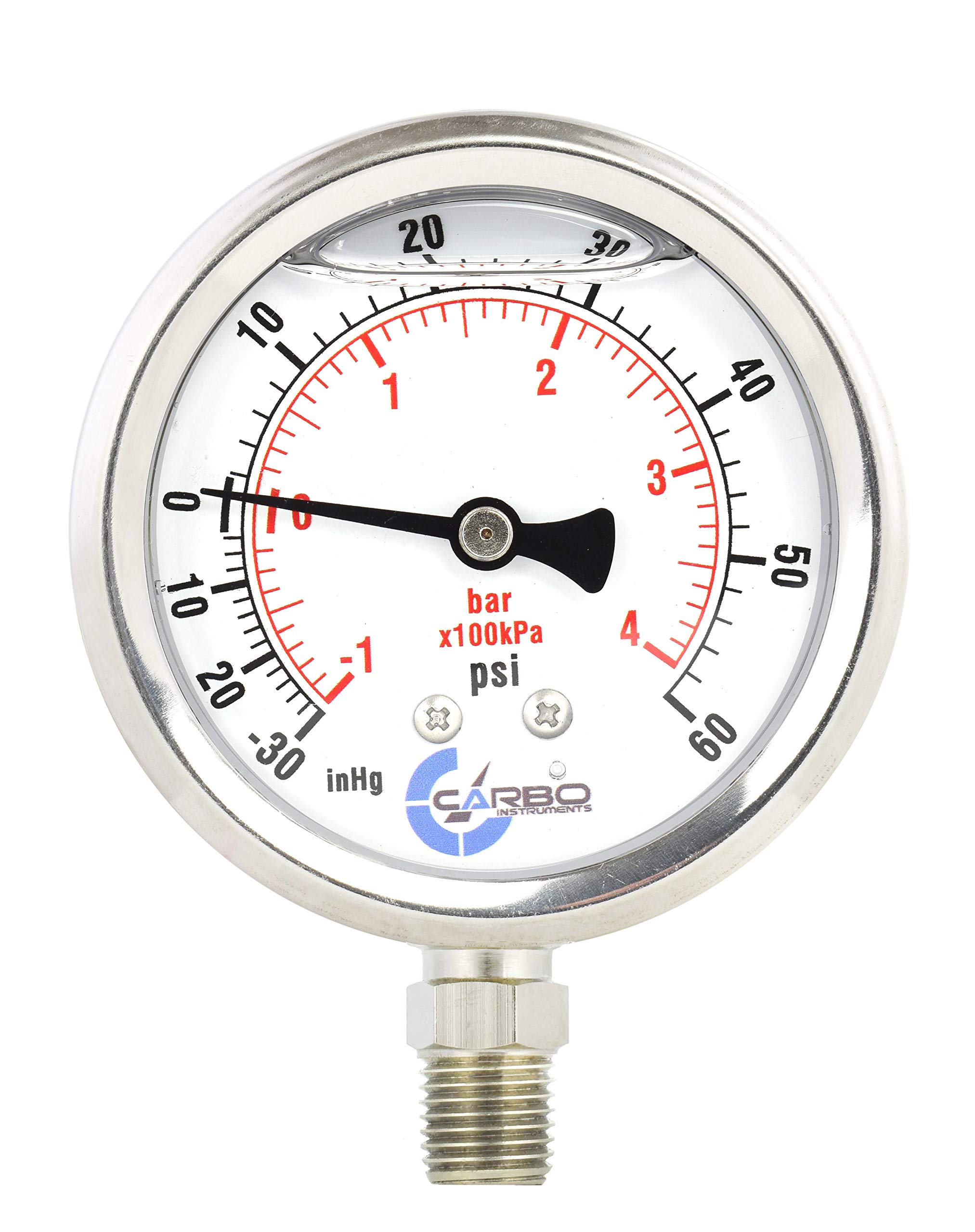 CARBO Instruments 1-1/2" Pressure Gauge, Stainless