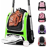 HMLIN Baseball Bag,Baseball Backpack, Softball Bat Bag with Shoes Compartment for Youth Adults,Lightweight Baseball Bag with T-Ball & Softball Equipment & Gear
