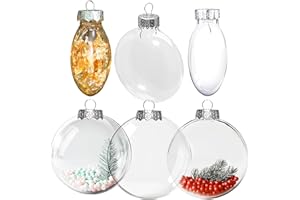 FUN N DOPE Clear Glass Ornaments for Crafts - 80mm (3.15 inches) Flat Fillable Ornaments Perfect for Customized Holiday Decor - Clear Flat Glass Ornaments for Crafts and DIY Christmas Ornaments - 6 Pack