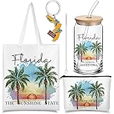 Chuangdi 4 Pcs Florida Travel Gifts Set Canvas Bag Cosmetic bag 16 oz Tumbler and Keychain Florida City Souvenirs for Christmas Traveler Friend Lover Sister Gifts
