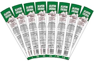 WENZEL'S FARM Wenzel’s Farm Jalapeno Cheddar Sticks │Snack Sticks │ Flavorful, Natural Smoked │ High Protein, Low Carb │ No MSG, Fillers, Binders, Artificial Colors │ Gluten Free | 16 sticks (8 packs of 2)