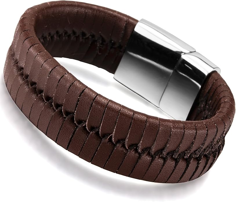 Männerarmband - Leder - Silber - Magnetverschluss | Kaufen Auf Ricardo