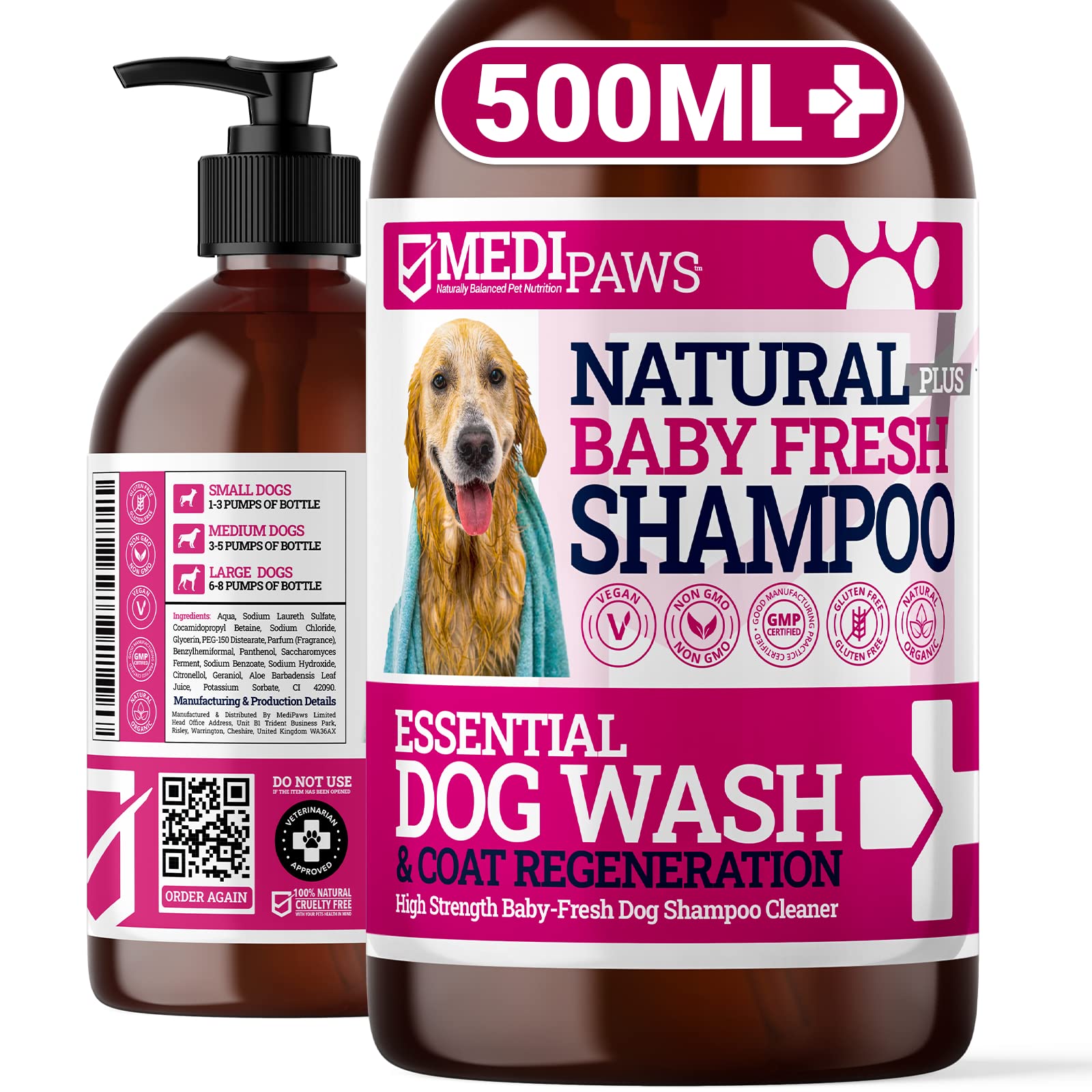 MediPaws Shampoo for Dogs 1000ml | Deodorization & Cleansing Dog Itchy Skin | Perfect Scratchy Dog Shampoo For Fleas | Fast-absorbing, Easy-To-Rinse Formula | Perfect For Dogs With Sensitive