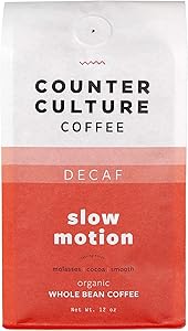 Counter Culture Coffee Slow Motion Decaf - Medium Roast, Organic, Sustainably Farmed, Kosher, Whole Bean Coffee, 12 oz (1 Bag