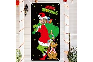 ARSEMICA Funny Christmas Backdrop Party Supplies, 6x3 FT Funny Christmas Photo Backdrop, Cartoon Face in Hole Photography Background Wall Door Cover, Holiday Banner Photo Booth Props for Men Women