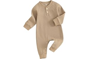 Kuriozud Newborn Infant Unisex Baby Boy Girl Clothes Button Romper Jumpsuit Basic One Piece Outfits