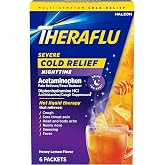 TheraFlu Nighttime Severe Cold Relief Honey Lemon Flavor Powder - 6 Ct | Cold, Cough, and Flu Relief Powder for Use in Hot Liquids, Dual Formulas for Day and Night