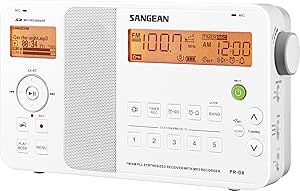 Sangean PR-D8 Portable Digital AM/FM Stereo Receiver with SD-MP3 Recorder and MP3/WMA Player (White)