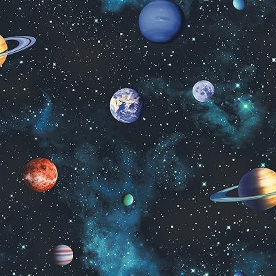 Arthouse Cosmos Space Planets Charcoal Wallpaper Teen Bedroom 3D Stars