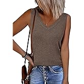 Arach&Cloz Women's Wool Blend Sweaters Non See Through Double V-Neck All-Season Tank 2026