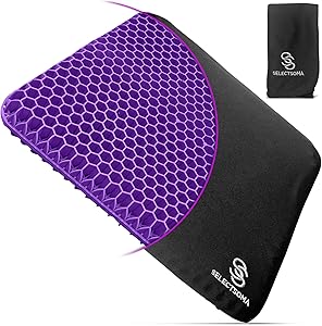 Purple Gel Seat Cushion for Long Sitting with NonSlip Cover - Egg Seat Cushion for Tailbone, Back, Sciatica Pain Relief – Double Purple Seat Cushion for Office Chair, Car, Wheelchair, Long Trips
