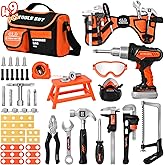 breibowski Toddler Tool Set & Kids Tool Set 49 PCS with Electric Drill, Portable Storage Bag & Adjustable Belt - Construction Toys for Ages 3-8, STEM Learning Gift for Boys and Girls
