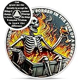 Chill Dumpster Fire Skull Sobriety Coin - The Strongest Steel is Forged AA Coins - Recovery Addiction NA AA Chips and Medallions - Celebrate Clean Narcotics Alcoholics Anonymous Gifts for Men Women